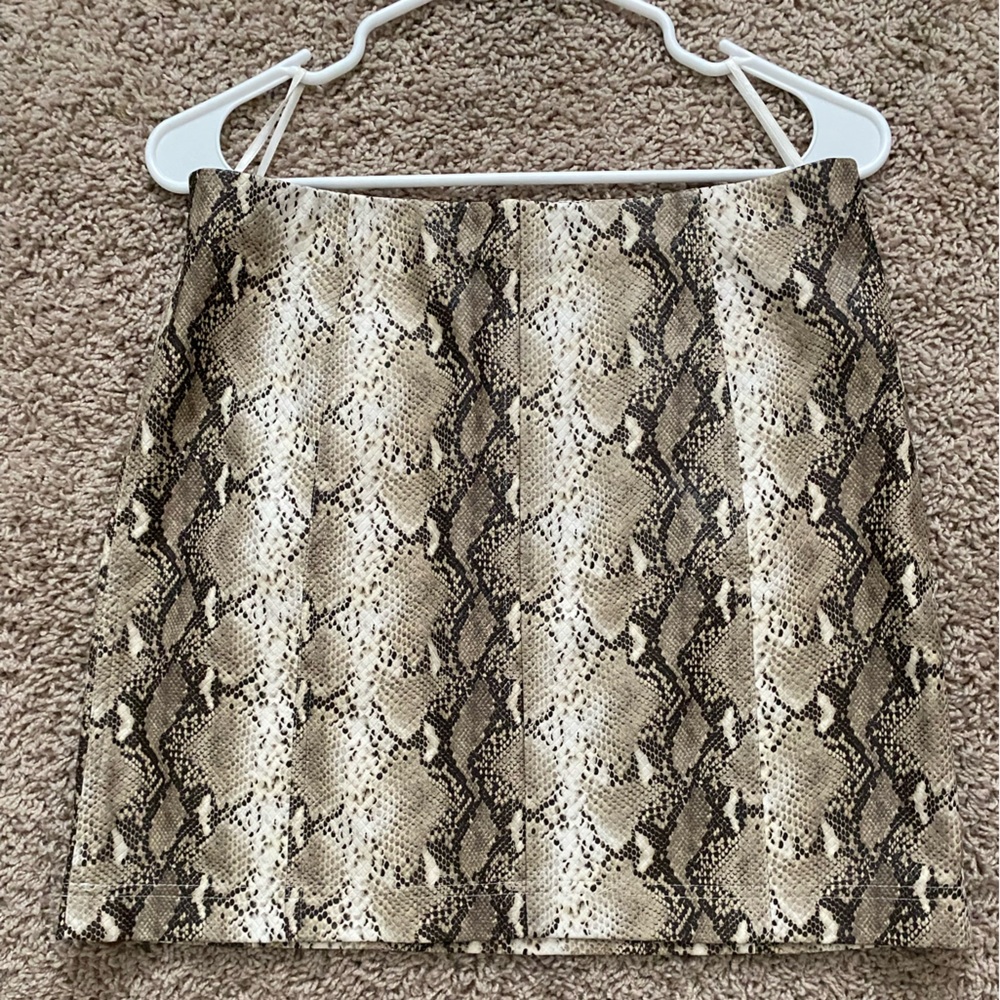Wild Honey Beige and Brown Snake Print Mini Skirt
